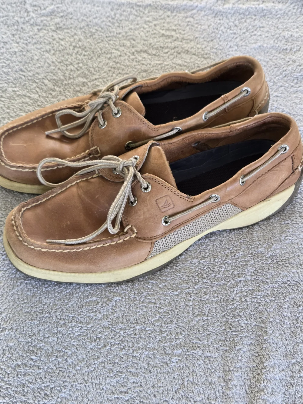 Sperry Men's Brown Leather Boat Shoes - Classic Lace-Up Size 11M